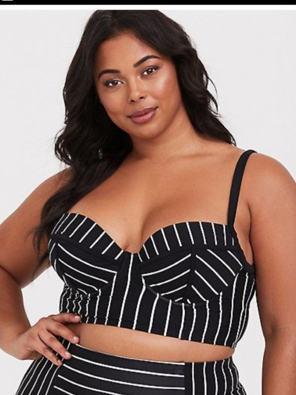 torrid 1 Black & White Striped Swimsuit Bikini Top Plus Size 1xl EUC Underwire